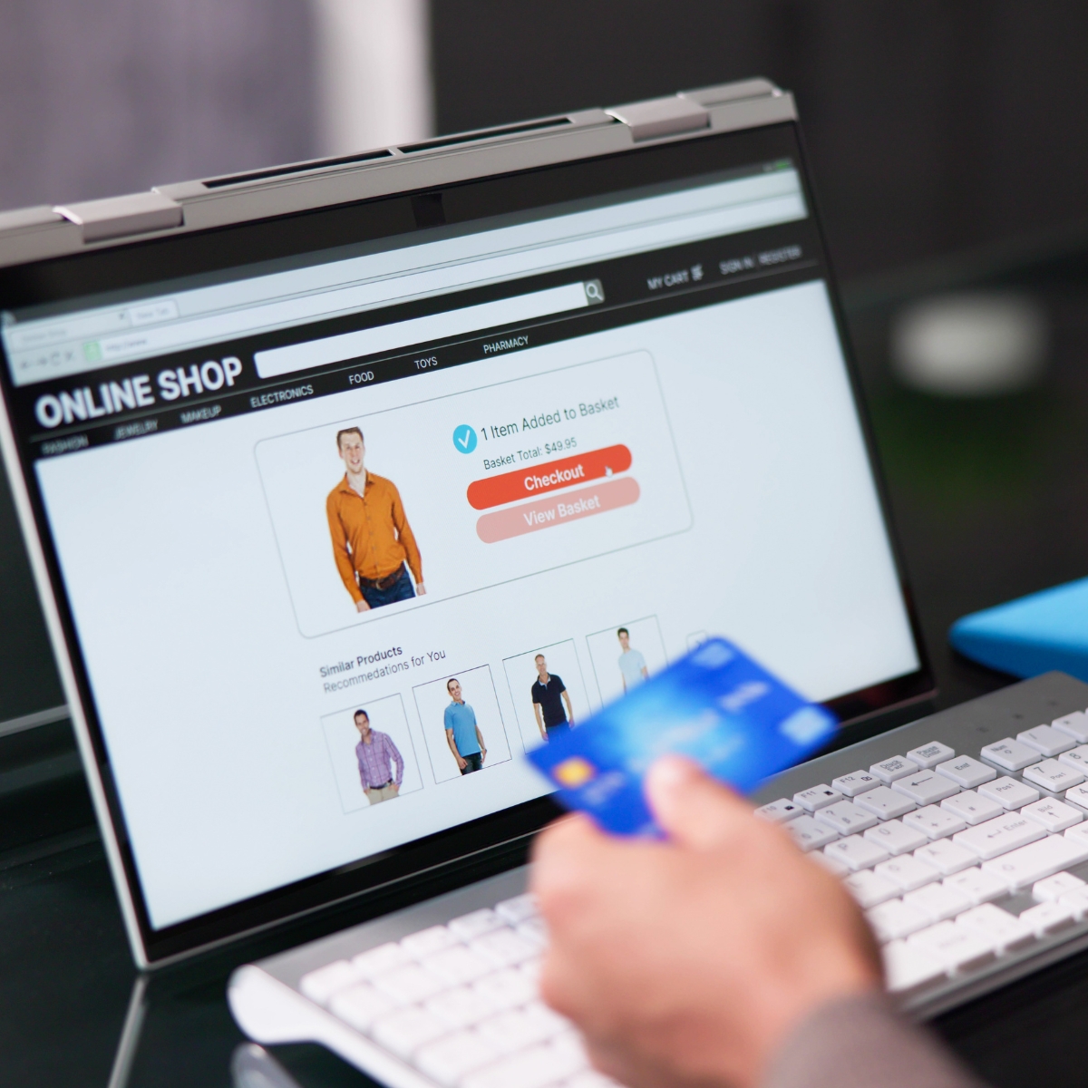 A customer paying online with a credit card