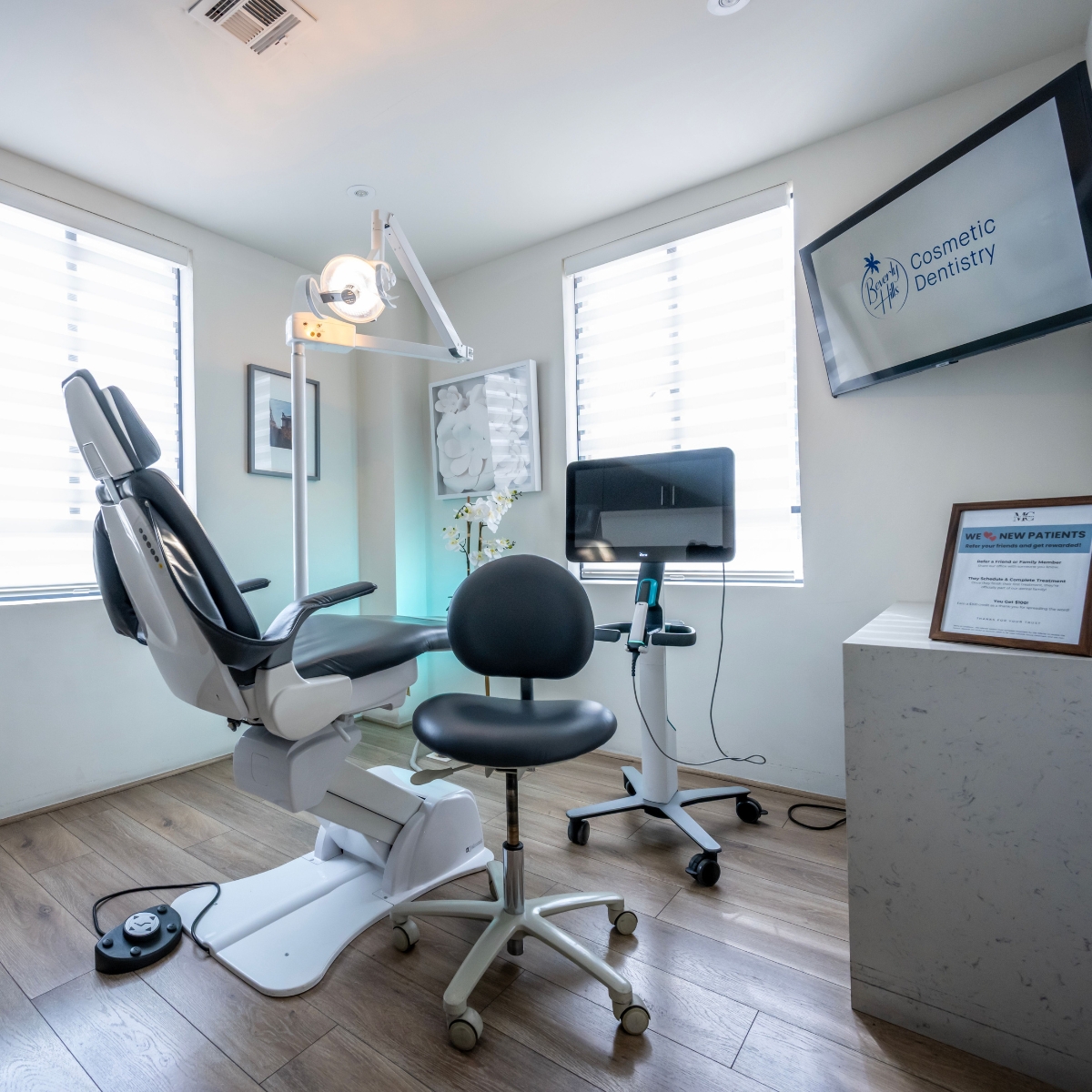 A bright modern dental treatment room